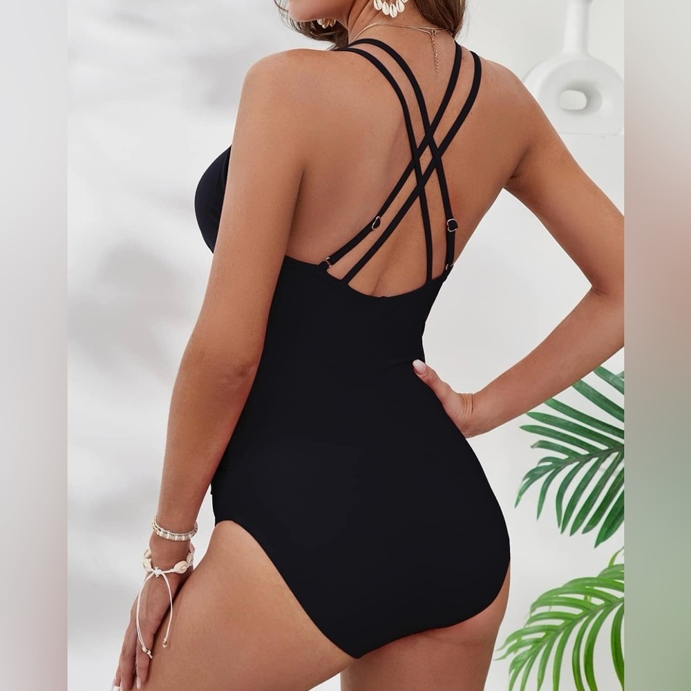 NWT Ki Laphee Black One Piece Tummy Control Swimsuit Medium